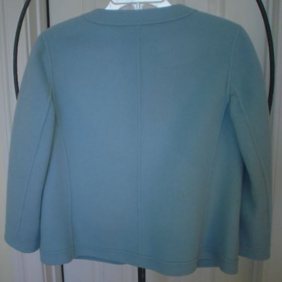 Talbots Wool Jacket Soft Blue Ruffle Front Size 8 - Picture 3 of 5